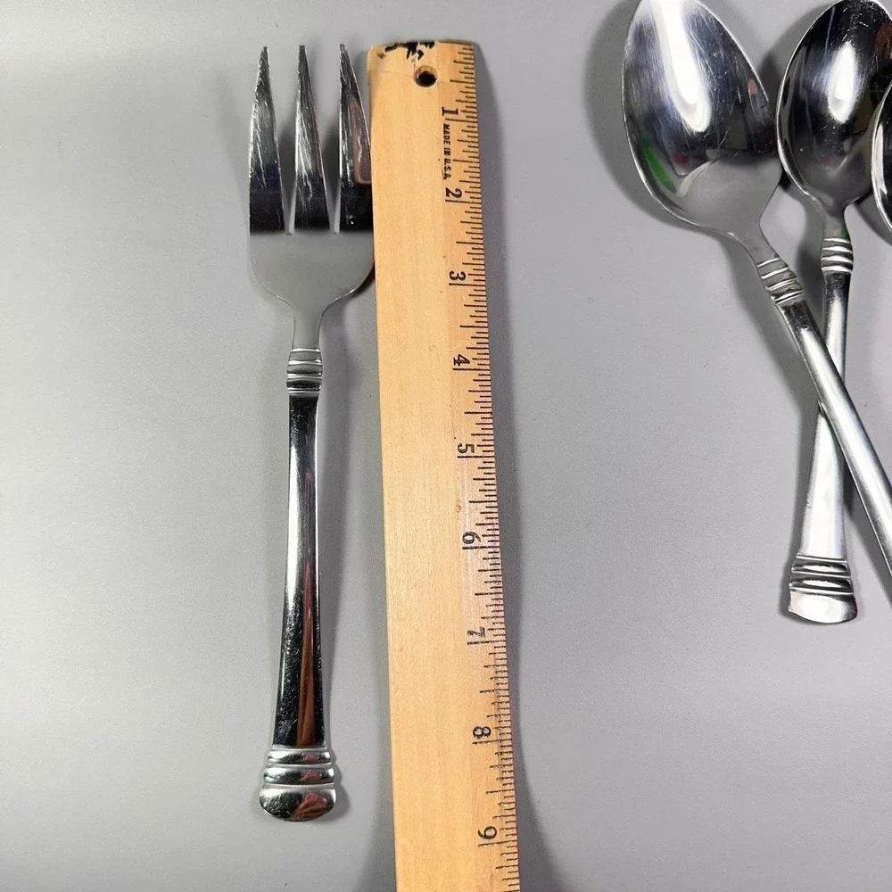 Cambridge Axis Stainless Flatware‎ 4 Pc Set Serving Fork Spoon Tablespoons China